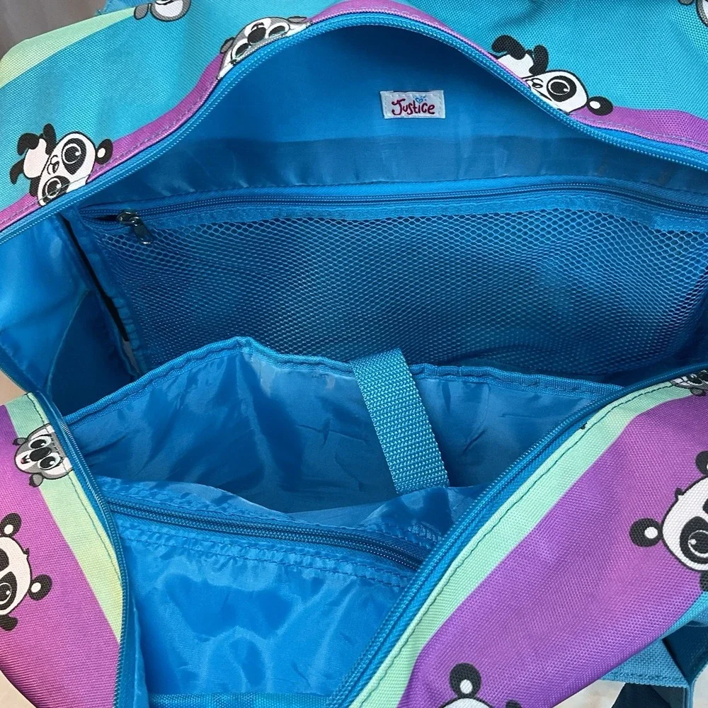 Justice Panda Rolling Bag Vacation Travel Luggage 18in Zip Compartments 2013